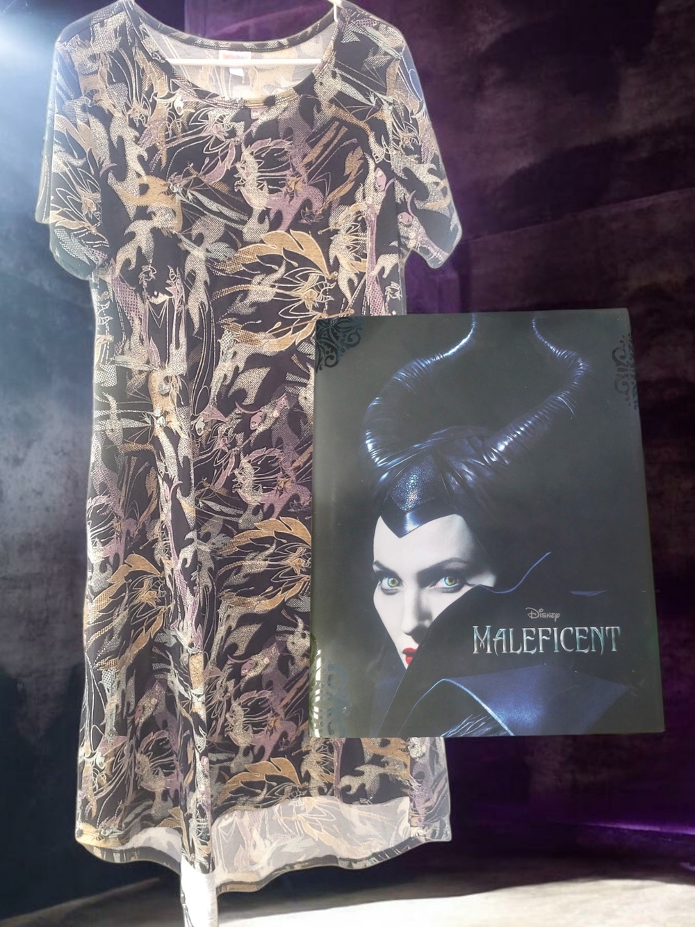 Bundle! LuLaRoe Maleficent Maxi & Matching Hard Cover Book Angelina Jolie EUC
